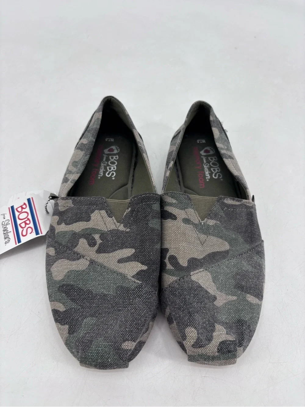 Bobs from Skechers NEW Alpargata Camo Print Memory Foam Slip On Loafers Flats
